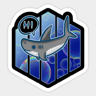 Shark Hi Ocean Bubbles Cartoon funny Sticker